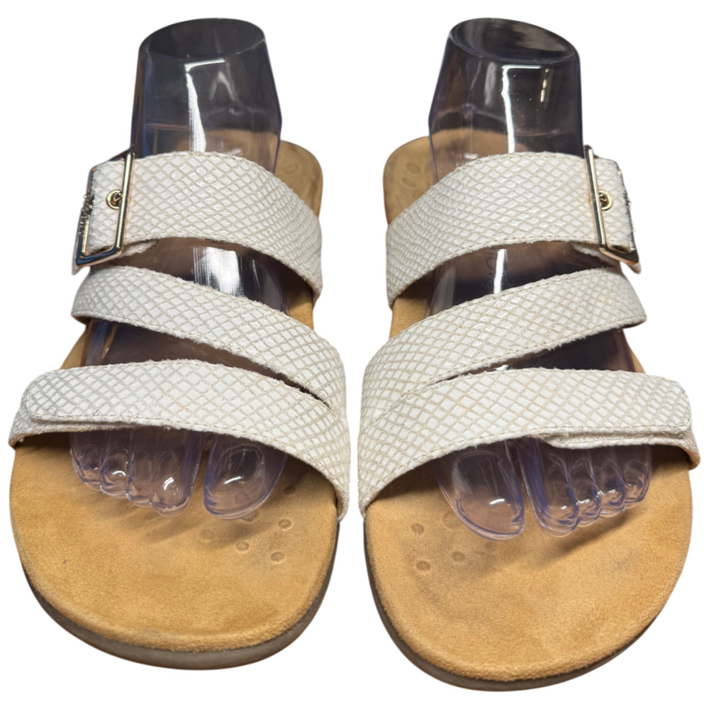 VIONIC Skylar Women 9 White Sandal Snake Print Adjustable Slide Orthotic Comfort - Picture 8 of 12